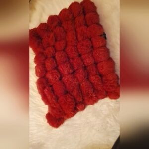 Adrienne Landau Red Fur Scarf